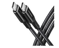 Kabel AXAGON BUCM-CM15AB Kabel USB-C - USB-C 2.0, 1.5m, PD 60W, 3A, ALU, oplot Czarny